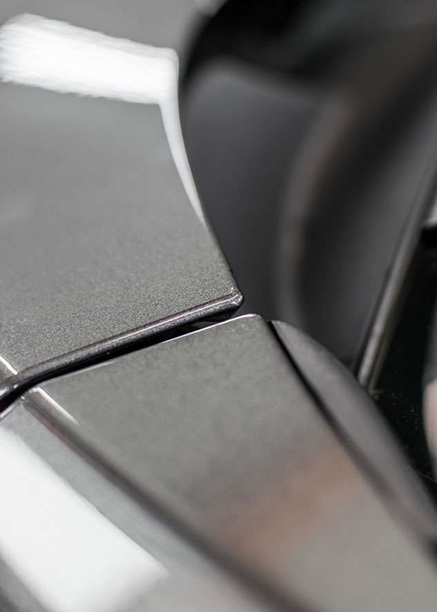 Close up of paint protection film (PPF) on grey Mustant GT car
